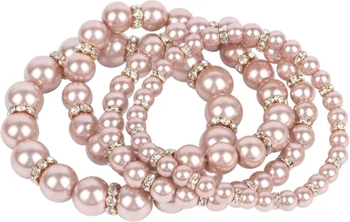 Vista 14 de Coiris 4 unids/set imitación perlas pulseras cristal mujeres multi capa (BR1113)