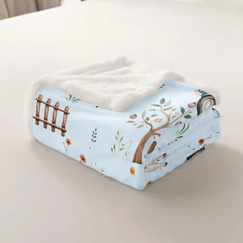 Vista 4 de Erosebridal - Mantas de bebé unisex para niños y niñas, mantas de guardería de animales de granja de minky 40x50, manta sherpa con diseño de tractor