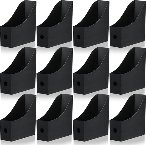Vista 8 de Geyee Paquete de 12 soportes de plástico para archivadores de revistas, organizador de escritorio para revistas, cajas de archivos resistentes