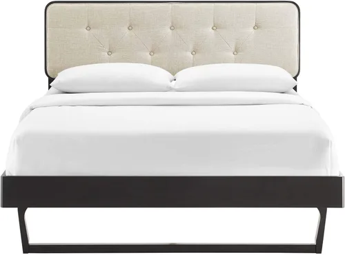 Vista 6 de Modway MOD-6643-BLK-BEI Bridgette - Cama de plataforma de madera con marco angular, color negro y beige