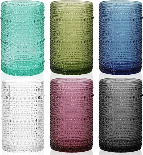 Vista 21 de Moretoes - Juego de 6 vasos de cristal vintage con forma de hobuña, color azul