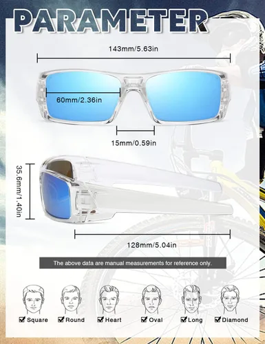 Vista 4 de Gafas de sol polarizadas para hombre y mujer, estilo retro, deportivo, rectangular, envolvente, vintage, protector de disparo