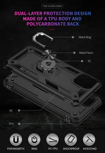 Vista 6 de Funda para Samsung Galaxy A04E con [2 unidades] Protector de pantalla de vidrio templado, para Galaxy A04e Heavy Duty Armor [Grado Militar]