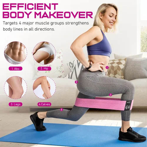Vista 3 de WALITO Bandas de resistencia y bandas de yoga de 4.9 pies para mujeres y hombres, bandas de entrenamiento para terapia física, estiramiento