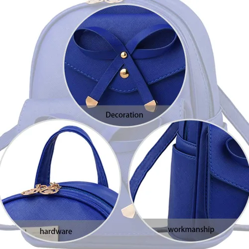 Vista 3 de Bonita mochila de piel con lazo para mujer
