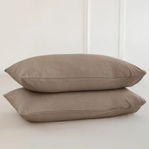 Vista 56 de MooMee Juego de 2 fundas de almohada de cuadros 100% algodón lavado con textura parecida al lino, transpirable, duradera, suave y cómoda