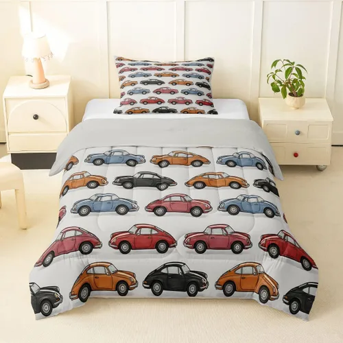 Vista 45 de Feelyou Juego de edredón de coche de carreras, tamaño individual, juego de ropa de cama de coche deportivo de velocidad para niños y niñas, edredón