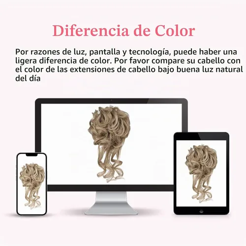Vista 7 de HOOJIH 2 piezas de extensiones de cabello estilo moño despeinado, extensiones de cabello rizado y ondulado con tiras, cola de caballo, horquillas