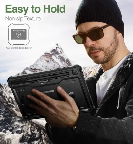 Vista 6 de Dexnor Funda para Samsung Galaxy Tab S6 Lite de 10.4 pulgadas 2024/2022/2020, [Protector de pantalla integrado y soporte] con portabolígrafos