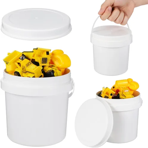 Vista 3 de Cubo de almacenamiento de cubo de plástico blanco 3pcs 1L