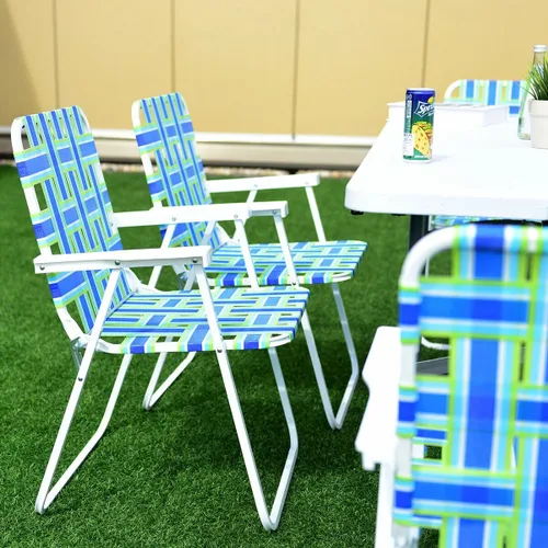 Vista 9 de COSTWAY 6pcs silla de playa plegable camping césped cincha silla ligera 1 posición (azul)