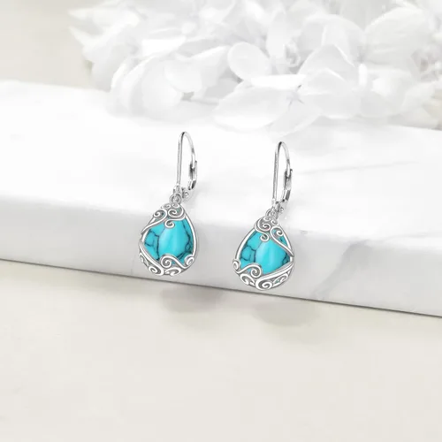 Vista 80 de Aretes colgantes con forma de lágrima de filigrana de piedra lunar de plata de ley 925 con cierre de palanca para mujer, regalos de joyería