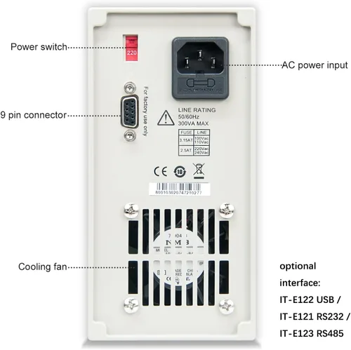 Vista 3 de ITECH Fuente de alimentación variable de CC 60V/5A/100W fuente de alimentación ajustable IT6720 del banco del laboratorio