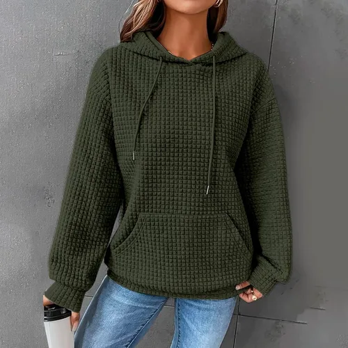 Vista 2 de LCMTWX Sudadera con capucha para mujer, color liso, casual, con cordón, sudadera básica con bolsillos
