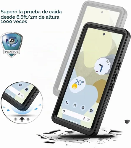 Vista 5 de Lanhiem Funda para Google Pixel 7, IP68 Impermeable a Prueba de Polvo con Protector de Pantalla Integrado, Funda Protectora de Teléfono de Cuerpo