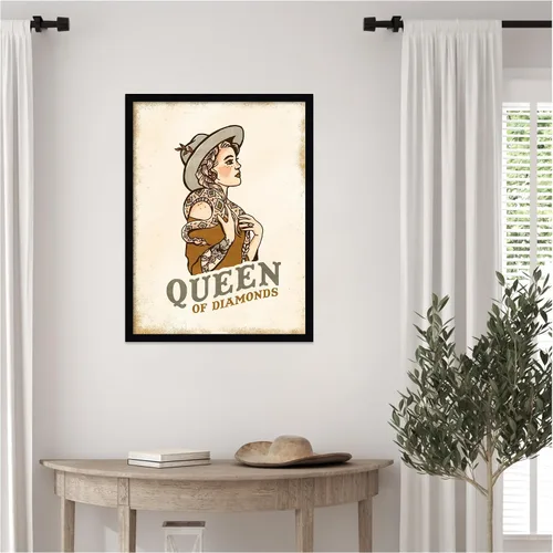 Vista 5 de Amanti Art Lienzo decorativo para pared enmarcado de 26 x 19 pulgadas, reina de diamantes n.º 2 por el whisky jengibre, arte de pared de personas