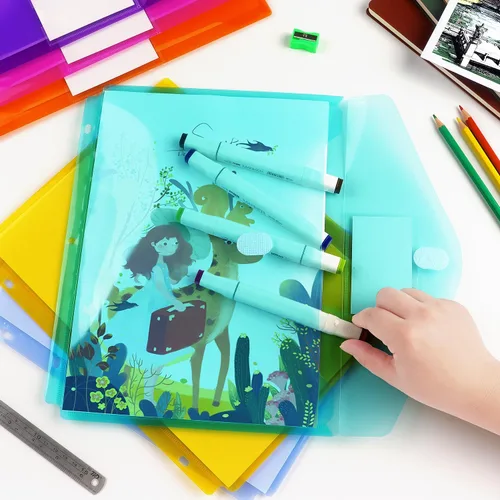 Vista 7 de Tamaki Paquete de 6 bolsillos para carpeta, carpetas de plástico con etiqueta, organizador para carpeta, separadores para carpeta con bolsillos