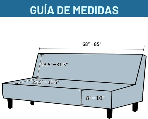 Vista 6 de H.VERSAILTEX Funda elástica para futón sin brazos, funda protectora elástica para sofá cama, textura rica en elastano, pequeños cuadros de tela Negro
