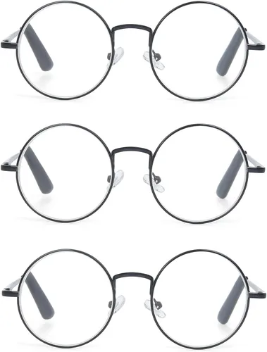 Vista 2 de Gafas de lectura redondas con marco de metal con bisagra de resorte (negro, plateado y plomo)