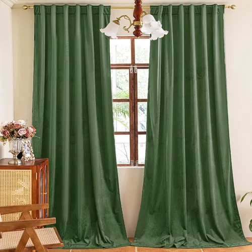 Vista 18 de YOFUN Cortinas de terciopelo negro de 84 pulgadas de largo, con pestaña trasera, paneles de protección de privacidad