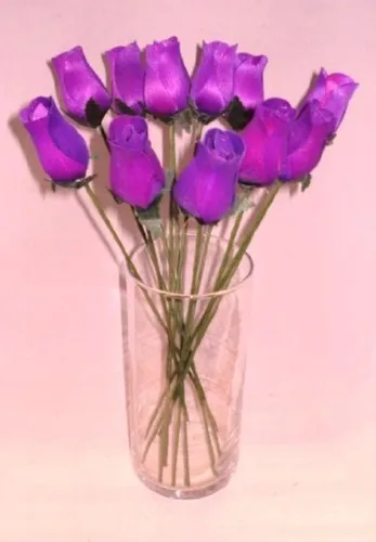 Vista 8 de 24 rosas de madera individuales azules con puntas azul oscuro
