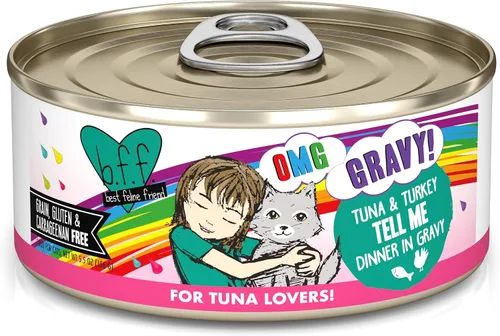 Vista 33 de Weruva B.F.F. OMG – mejor amigo felino Oh My Gravy! Latas de comida húmeda natural sin granos, recetas de tierra y mar en salsa