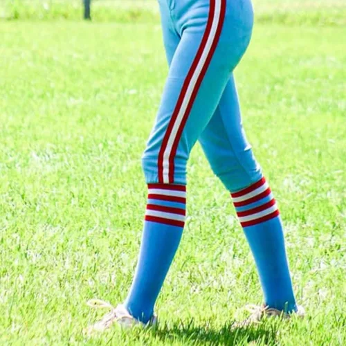 Vista 5 de MadSportsStuff Dugout - Calcetines de béisbol a rayas para jóvenes y adultos, para niños, niñas, hombres y mujeres, largo por encima