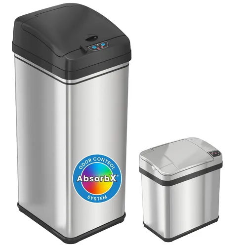 Vista 13 de iTouchless Bote de basura automático de 13 galones con tecnología sensor 2.0 y filtro de olor, diseño delgado y sin contacto, ahorro de espacio
