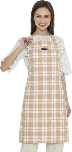 Vista 16 de Encasa XO Delantales de cocina de algodón para mujeres y hombres con bolsillo y bucle para toalla, correa ajustable para cuello y espalda