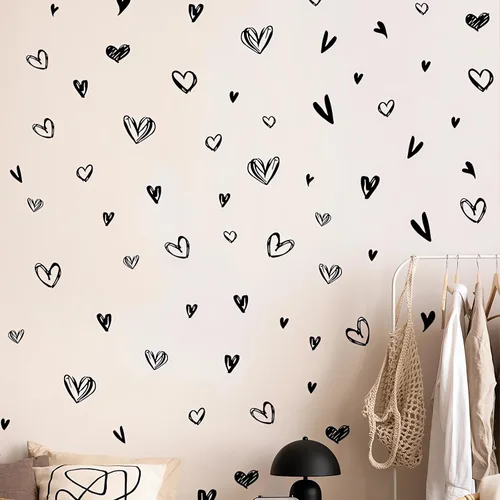 Vista 3 de 62 calcomanías de pared de corazón negro amor amor San Valentín