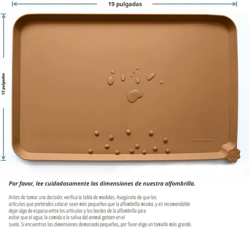 Vista 5 de Hoki Found - Bandeja de silicona para comederos de perros y gatos, tapetes impermeables para comida y agua, color caramelo