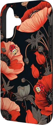 Vista 2 de Poppy Flower Ladybug Red & Black Pattern Case for iPhone 17