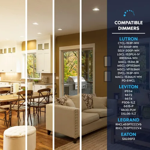 Vista 4 de LUXRITE Paquete de 6 bombillas LED BR30, equivalente a 65W, blanco cálido 2700K, regulables, 650 lúmenes, focos LED, 8.5W, Energy Star, base mediana