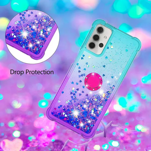 Vista 6 de Funda para Samsung Galaxy A32 5G, diseño de arena movediza con purpurina y purpurina que fluye líquido, flotante, poliuretano termoplástico