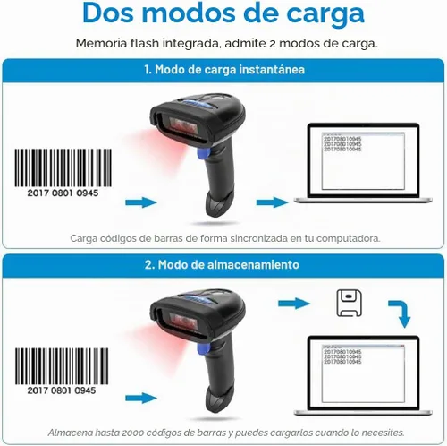 Vista 6 de NETUM Escáner de código de barras Bluetooth, compatible con función inalámbrica y Bluetooth de 2.4G y conexión con cable, conecta teléfono NT-1228BC