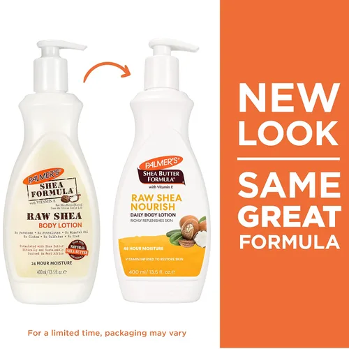 Vista 2 de Palmer's Fórmula de Karité Loción Corporal de Karité Pura, Botella con Bomba, 13.5 Onzas A nourishing daily hand & body moisturizer with Vitamin E