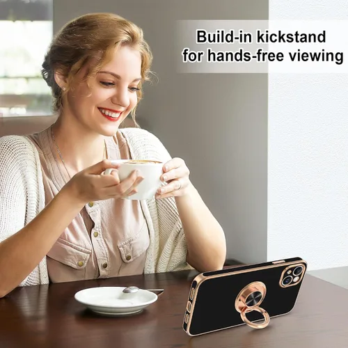 Vista 6 de Hython Funda para iPhone 14 Plus con soporte de anillo [soporte de anillo giratorio de 360° con soporte magnético] [Soporte de montaje en automóvil]