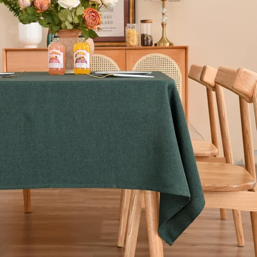 Vista 28 de Mantel rectangular de lino texturizado de 47 x 63 pulgadas, impermeable, a prueba de derrames, lavable, sin arrugas, mantel para mesa de comedor