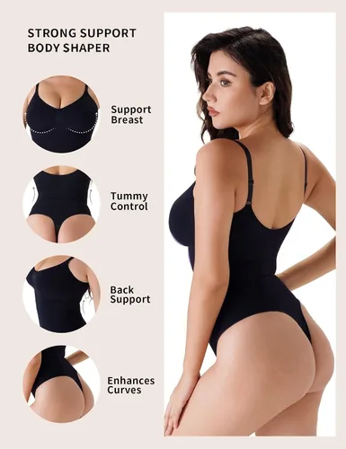 Vista 4 de TOUSYEA Body esculpido para mujer, fuerte compresión sin costuras, control de abdomen, adelgazante de muslos y levantador de glúteos