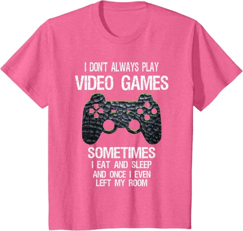 Vista 64 de Funny Gamer Video Games - Camiseta para niños y adolescentes, ajuste clásico, color negro, mezcla de algodón, Negro
