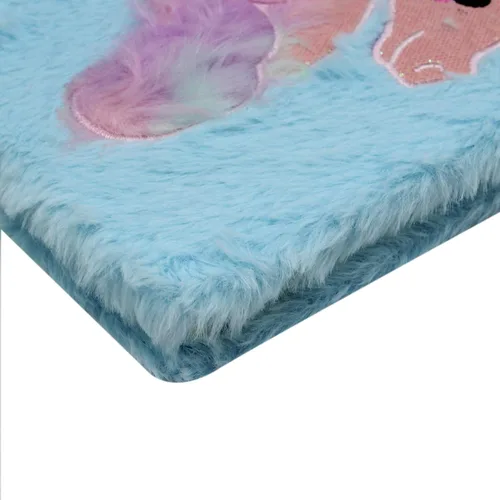 Vista 4 de BOLLEY JOSS Cuaderno de unicornio arcoíris para niños, diario de felpa para niñas y adolescentes, bloc de escritura con forro A5, 160 páginas