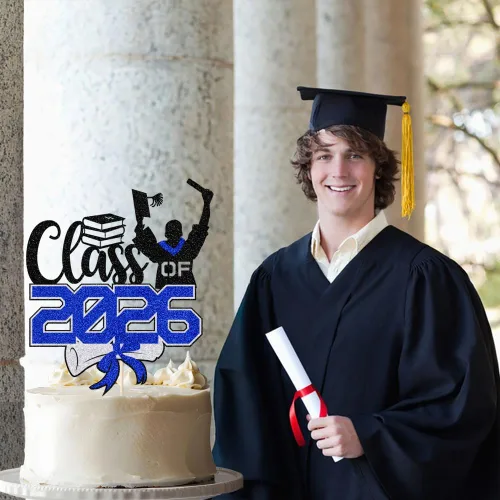 Vista 5 de Gold Class of 2025 - Decoración para tartas de graduación con purpurina para la clase de 2025, suministros de fiesta de graduación – Graduados