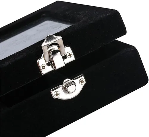 Vista 6 de LANTWOO 24 rejillas de terciopelo anillo de cristal pendientes caja de joyería organizador de pendientes soporte de almacenamiento vitrina
