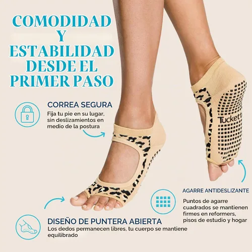Vista 3 de Allegro Toeless Grip Socks 3 Pack, Non Slip Pilates Socks for Women