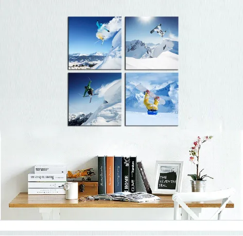 Vista 2 de LevvArts Lienzo decorativo para pared, diseño de paisaje de montaña de nieve, lienzo impreso con marco y fácil de colgar, arte moderno