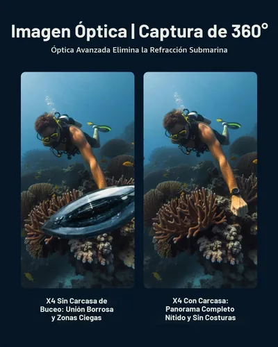Vista 4 de TELESIN Insta 360 X4 - Funda de buceo invisible, 50m / 164 ft/164 pies, impermeable, carcasa protectora para buceo subacuático, carcasa para Insta
