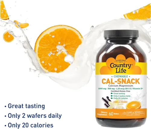 Vista 2 de Country Life Cal-Snack Calcio Magnesio con Vitamina D, 60 Obleas