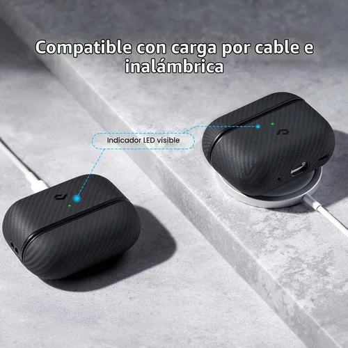 Vista 7 de PITAKA Funda MagSafe, fibra de aramida tejida para AirPods Pro 2, color Negro