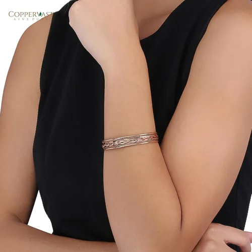 Vista 8 de Pulseras de cobre para hombres y mujeres Juego de 3 con caja de regalo Hecho a mano 100% cobre Regalo para mujeres y hombres