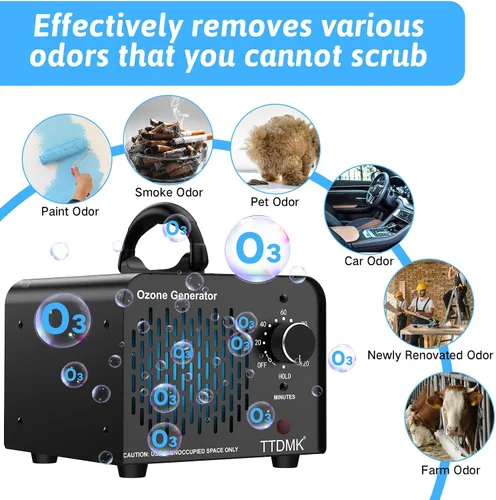 Vista 3 de Generador de ozono 98,000 mg/h, eliminación de olores de máquina de ozono comercial, máquina de ozono de alta capacidad, generador de ozono